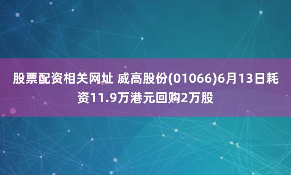 股票配资相关网址 威高股份(01066)6月13日耗资11.9万港元回购2万股